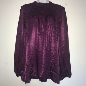 Michael David Matte Satin Smock Long Sleeve Top XL*